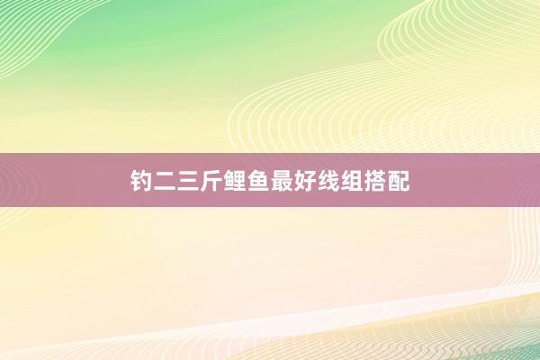 钓二三斤鲤鱼最好线组搭配